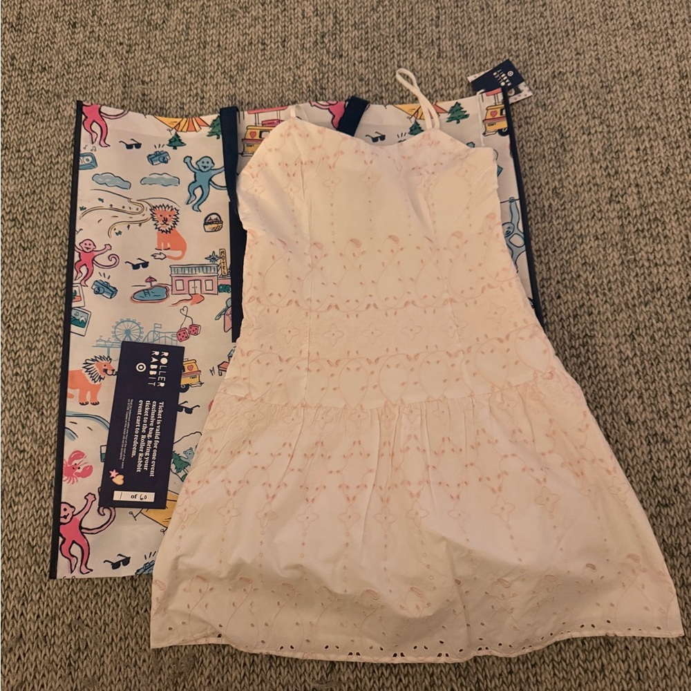 Roller Rabbit X Target White Dress with Pink Embroidery with Promotional Bag